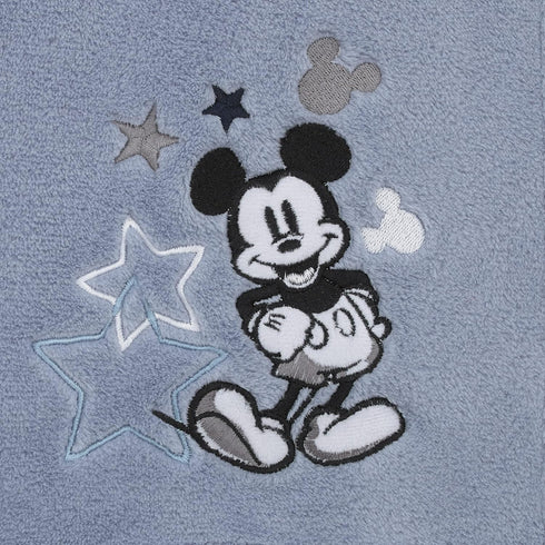 Disney Mickey Mouse - Timeless Mickey Baby Blue Super Soft Coral Fleece Baby Star Blanket, Light Blue, Black, White...