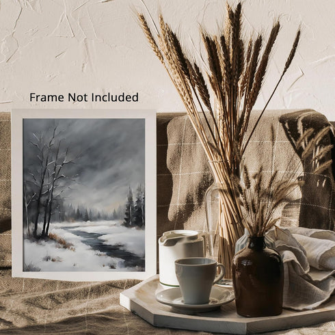 Posterizer 1 pcs-beautiful scenary of snowy winter in oil painting style-10-Landscape & Nature Art-GIft for Men Women Teens-Dining Room Decor- unf...