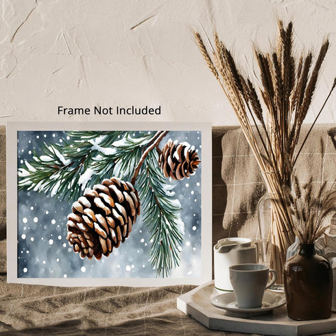 Posterizer 1 pcs-pinecones in snowey winter nature 1-Landscape & Nature Art-GIft for Men Women Teens-Living Room Bedroom Decor- unframed wall art...