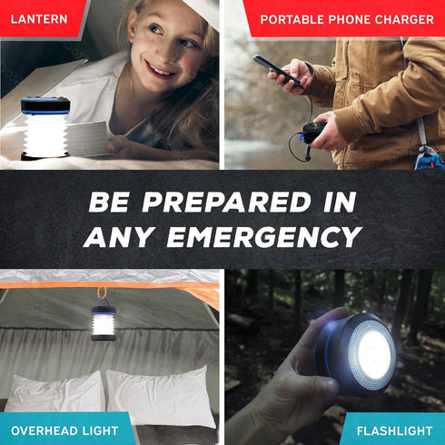 KIZEN Solar Camping Lantern - LED Lanterns for Power Outages, Camping Lights, Emergency Flashlight - Collapsible Lamp, Rechargeable W/ Solar or Pl...