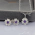 Uloveido Pink Purple Crystal Stone Flower Earrings and Necklace Jewelry Set for Bridal Women White Gold Plated DT340...