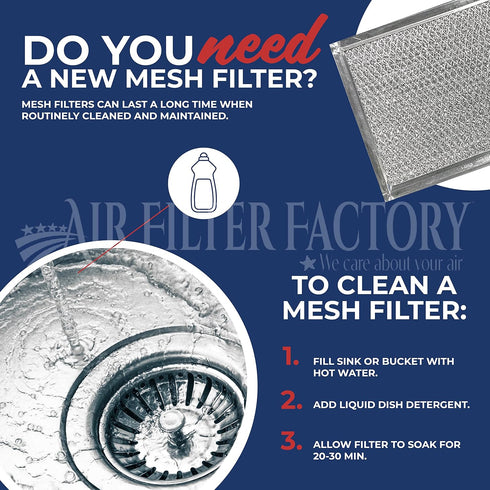 Air Filter Factory 8.75 x 9.5 x 0.375 Inches Range Hood Aluminum Mesh Grease Vent Hood Filter 2-Pack...