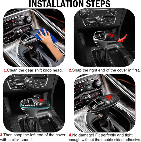 SENSHINE Gear Shift Knob Head Cover for Dodge Charger Challenger Accessories 2015-2023 2024 Durango 2016-2024 ABS Interior Shell Insert Decoration...