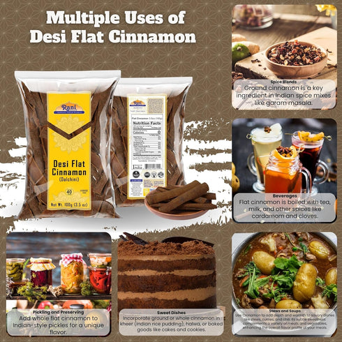 Rani Desi (Dalchini) Flat Cinnamon 3.5oz (100g) ~ All Natural | Vegan | Gluten Friendly | NON-GMO | Indian Origin...