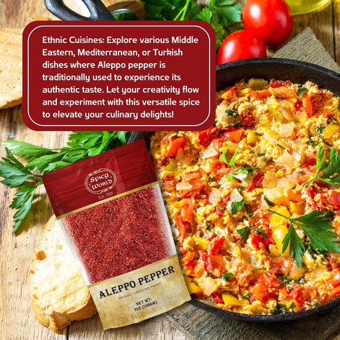 Spicy World Aleppo Pepper Flakes 7 oz | Authentic Turkish Chili Spice for Exquisite Heat & Flavor | Premium Crushed Chili Pepper from Halaby Regio...