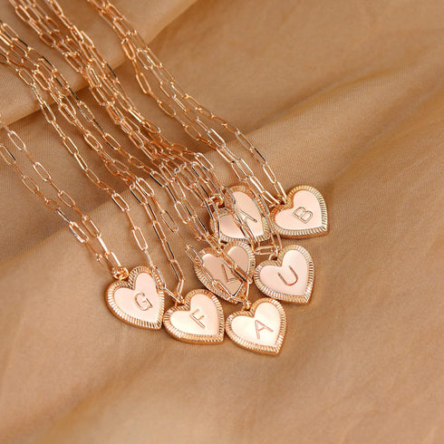 Gold Heart Necklace for Women Layered Initial Pendant Necklace Paperclip Gold Chain Aesthetic Jewelry Personalized 14k Gold Plated Necklaces...