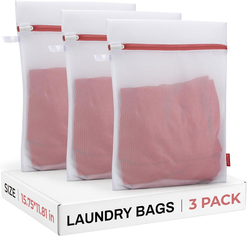 3 Pack Laundry Bag 15.75*11.81in, Mesh Laundry Bags with Sturdy Zipper, Laundry Bags Mesh Wash Bags and Lingerie Bags for Washing Delicates, Delic...
