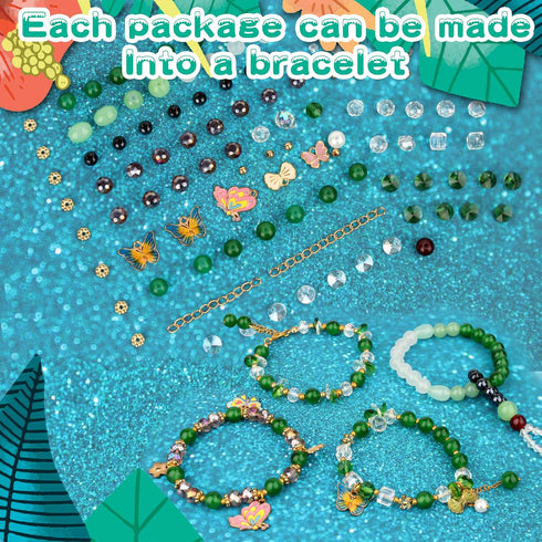 Misty Forest Series Beads for Jewelry Making Kit - Includes Chains, Jump Rings, Spacers and Butterfly Pendant Glass and Crystal Beads for Bracelet...