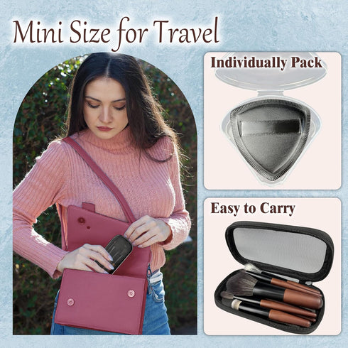 Travel Makeup Brush Set with Case, Mini Makeup Brushes Set for Powder, Foundation, Eyeshadow, Lip, Highlight, Blush & Concealer, 10 Pcs Travel Siz...