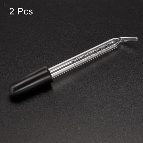 PATIKIL Eye Dropper, 2pcs 1ml Glass Bent Tip Graduated Ear Dropper with Rubber Bulbs for Transfer Liquids for Dose and Measurement, Clear...