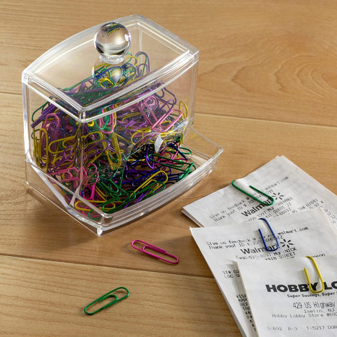 Officemate Self-Dispensing Paper Clip Holder w/250 Assorted Color Paper Clips, Clear (93697)...