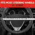 Motor Trend GripDrive Faux Black Leather Steering Wheel Cover for Car Truck Van SUV, Standard 15 inch Size, Solid Black Stitched Car Steering Whee...