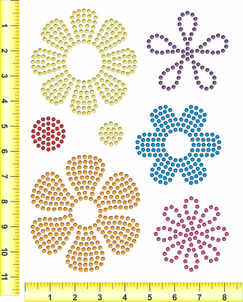Rhinestone Genie Flowers 001 Magnetic Rhinestone Template, Black...