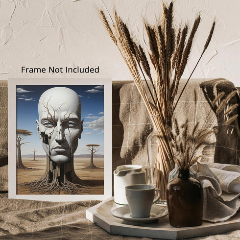 Posterizer 1 pcs-Apocalyptic Landscape-Tree Evolves into Human-like Face-Abstract & Modern Art-Fantasy & Fiction Art-Gift for Art Lovers- UNFRAMED...