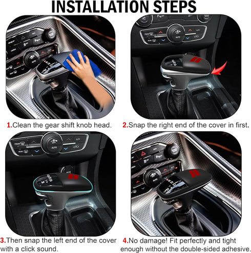 SENSHINE Gear Shift Knob Head Cover Trim for Dodge Charger Challenger Accessories 2015-2023 2024 Durango 2016-2024 ABS Interior Shell Insert Decor...