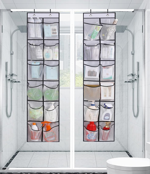 MISSLO Over The Door Shoe Organizer 12 Large Mesh Pockets Hanging Narrow Closet Door, White, 2 Pack...