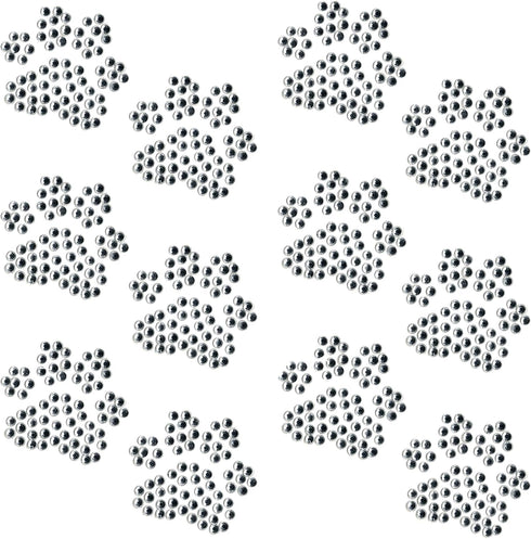 Set of 12 Small Paw Print | 1.5" Each | Clear Rhinestone Iron on Hotfix Bling DIY with Extra Paw Print...