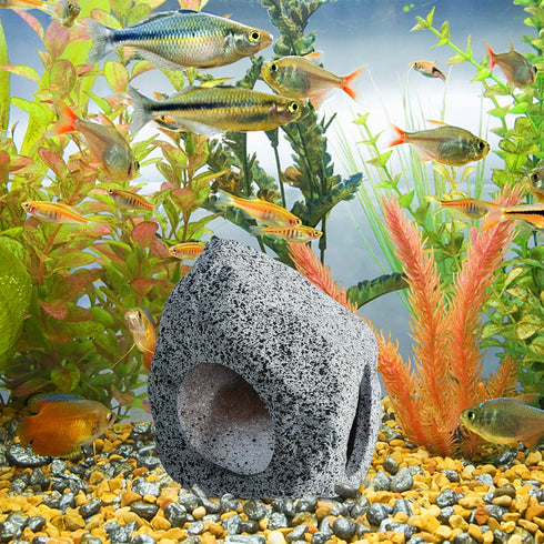 Betta Fish Tank Accessories Hideout Hidden Stones Aquarium Ornaments, Fish Rock House Hideaway Tunnel Fish Cave Aquarium Decoration for Breed, Bet...