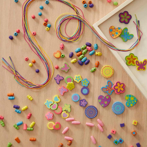 Melissa & Doug Created by Me! Bead Bouquet Deluxe Wooden Bead Set With 220+ Beads for Jewelry-Making, for 4+ years, Multicolor, 9½...