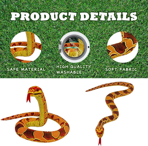 Snake Plush Toy, 59'' Large Washable, Giant Simulation Plush Cuddle Toy, Soft and Cute Children's Gift for Boys and Girls, Birthday Party Gift Pra...