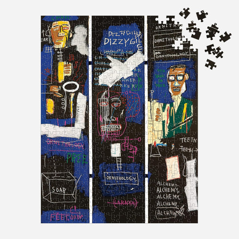 Galison Basquiat Horn Players – 500 Piece Book Puzzle with Iconic Horn Players Charlie Parker and Dizzy Gillespie Tribute Artwork Packaged in Magn...