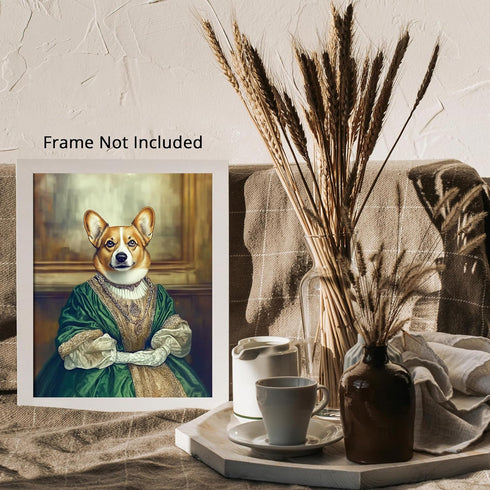 Posterizer 1 pcs-whimsical royal portrait of corgi dog in clothes 4-Art for Animal Lovers-Comedy Art-Decorations for Bedroom, Office, Living Room ...