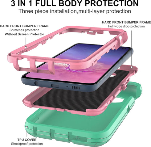 for Galaxy S10E Case, Samsung Galaxy S10E Case with 2 Pcs Nano Explosion-Proof Film, 3 in 1 Full Body Shockproof Heavy Duty Protection Case for Sa...