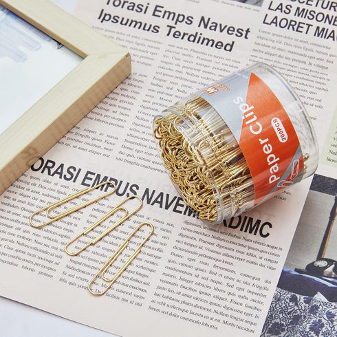 Gold Paper Clips, 200 Count Large Size, 2 Inch Jumbo Paperclips, Stylish Gold-Plated Paper Clip...