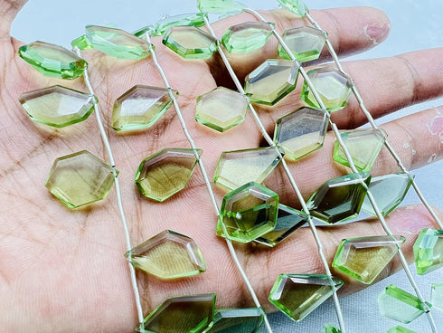 1 Strand Peridot Quartz 10 Pcs Beads Size 4.5x13-5.5x18mm Fancy Shape Cut Faceted Beads for Jewellery Making, Beading & Craft Supplies KCRAFTS-RK_...
