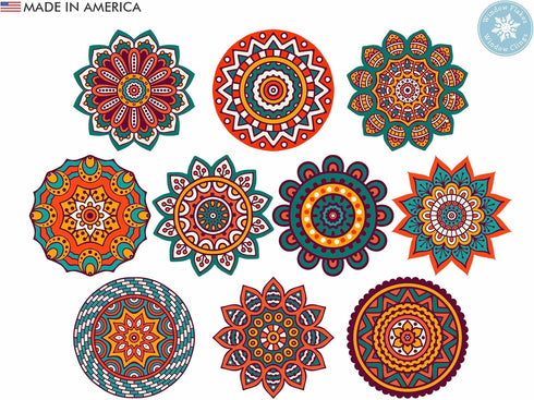 Boho Decor | 10 Mandala Sun Catchers Window Clings | Stained Glass Window Cling | Sun Catcher for Windows Decoration | Glass Door Safety Decals | ...
