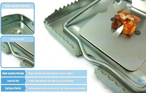 Pack of 2 Classic Metal Rat Traps Fully Galvanized - Rat Traps That Work - Strong and Humane Snap Rat Trap - Reusable Rat Trap - 2 Traps...