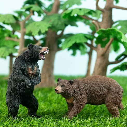 Toymany 6PCS Bear Figurines, Realistic Forest Animals Bear Family Figures Toy Set includes Brown Bears Black Bears and Cubs, Education Toy Birthda...