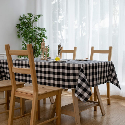 Aquazolax Weights Boho Tableclothes Buffalo Checkered Cloth Tablecloth for Rectangle Tables 6ft Long Black and White Table Cover, 54" x 72", Black...