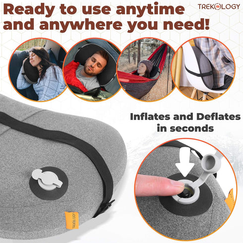 TREKOLOGY Camping Pillow with Removable Cover, Inflatable Pillow for Backpacking, Ultralight Inflatable Camp Pillows for Sleeping Portable Compact...