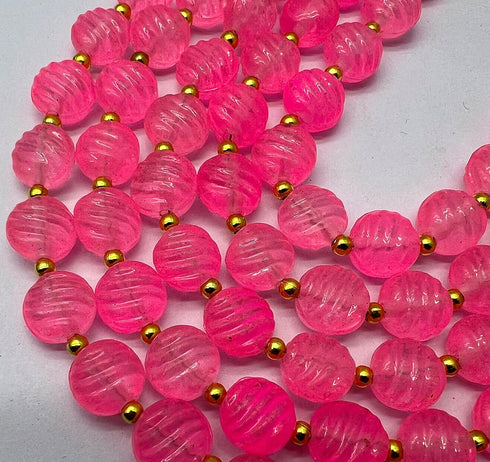 1 Strand Pink Topaz Quartz 17 Pieces Approx Beads Size 10x10mm Shape Curved Cut Carvin Making, Beading & Craft Supplies 7$ST03D134...