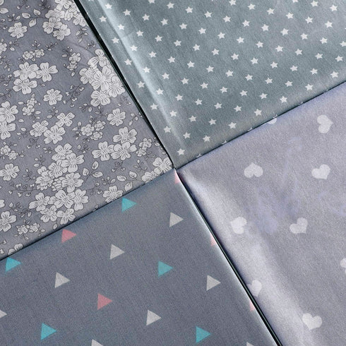 12 Pieces Quilting Fabric Grey Fat Quarters Floral Craft Fabric Bundle Patchwork Pre-Cut Sewing Square Sheets, 20 x 16 Inch/ 50 x 40 cm...