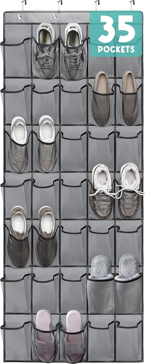 Over the Door Shoe Organizers 35 Mesh Pockets Hanging Shoe Organizer Shoe Rack for Closet Entryway Bedroom Bathroom Pantry Shoe Holder for Men Sne...