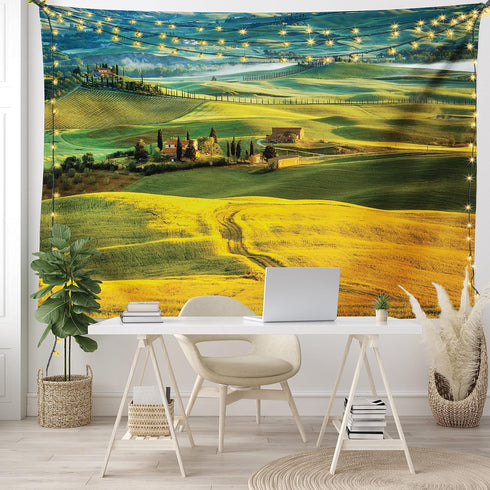 Lunarable Tuscan Tapestry, Idyllic Landscape of Tuscany Road and Cypresses to Medieval Farmhouse Image, Fabric Wall Hanging Decor for Bedroom Livi...