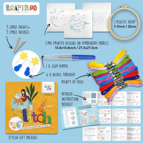 CRAFTILOO Embroidery Kit for Beginners Cross Stitch Kits for Beginners Needlepoint kits for Adults Embroidery kits for Adults Cross Stitch kit Beg...