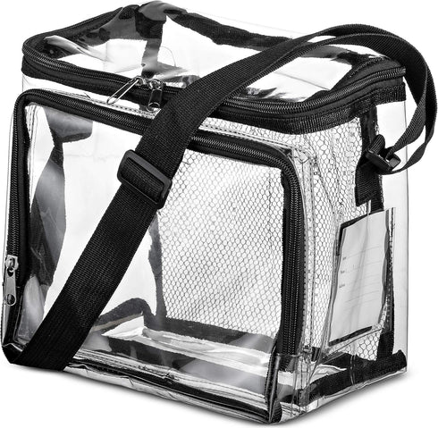 SP HOME GOODS Stadium Approved Clear Tote Bag with Adjustable Strap, Front Storage Compartment, and Mesh Pockets - See Through Zippered Clear lunc...