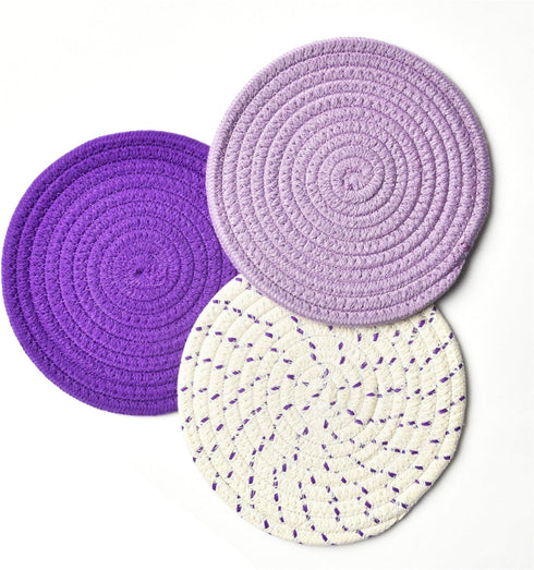 Pot Holders Set Trivets Set 100% Pure Cotton Thread Weave Hot Pot Holders Set (Set of 3) Stylish Coasters, Hot Pads, Hot Mats, Spoon Rest For Cook...