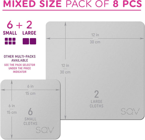 Premium Microfiber Cleaning Cloth 6x6 & 12x12 - Extra Soft Suede Feel Lint Free Cloths for Eyeglasses & Glass - Compatible with iPad, iPhone, Tabl...