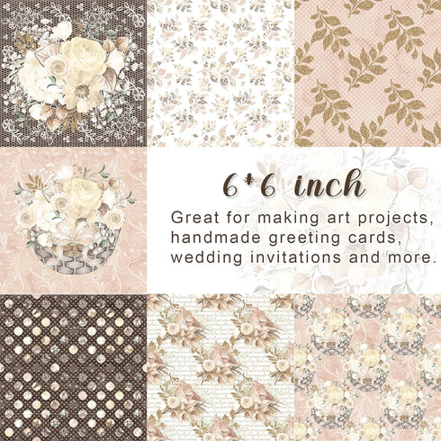 28 Sheets Scrapbook Paper, 6"X6" Inch Floral Scrapbook Paper 160gsm Cardmaking Craft Paper Pack Decorative Paper for Card Making (Natural Softness...