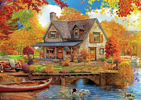 Buffalo Games - Angelo Bonito - Autumn Lake House - 500 Piece Jigsaw Puzzle for Adults Challenging Puzzle Perfect for Game Nights - Finished Puzzl...