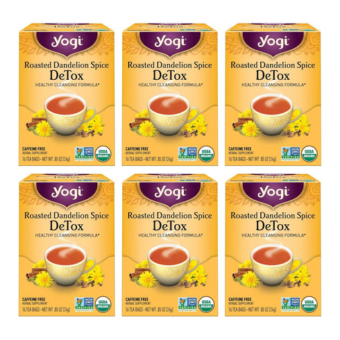 Yogi Tea Roasted Dandelion Spice DeTox Tea - 16 Tea Bags per Pack (6 Packs) - Organic DeTox Tea - Includes Roasted Dandelion Root, Dandelion Root,...