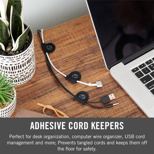VELCRO Brand Cord Keepers | Soft Nylon Cable Clips Organize Wires in Home, Office, Desk or Nightstand | Removable Adhesive Back Holds Secure, Remo...