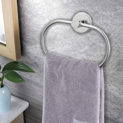 Towel Ring for Bathroom, Chrome Towel Bar Hangers Wall Mount, Stainless Steel Hand Towel Holder, Modern Round Towel Hanger by Eolax...