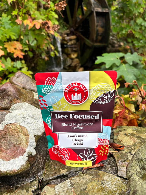 Mushroom Coffee by Herbal Hive Bee Focused Includes Adaptogens Reishi, Lion's Mane, and Chaga Superfood Low Acid Instant 30 Servings (3.5 oz, Dark...