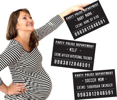 20 Funny Mugshot Signs (Black & White) - Selfie Photo Booth Prop Party Supplies for Bachelorette Party Games, Bridal Shower, Girls Night Out, Birt...