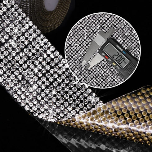 Locacrystal Bling Crystal Rhinestone Ribbon Self-Adhesive Iron-on DIY Glitter Diamond Stickers for Crafts Cars Clothing Decoration(1.06inch 3Yards...